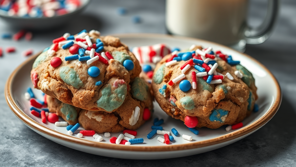 4th of July Monster Cookies with Sprinkles
