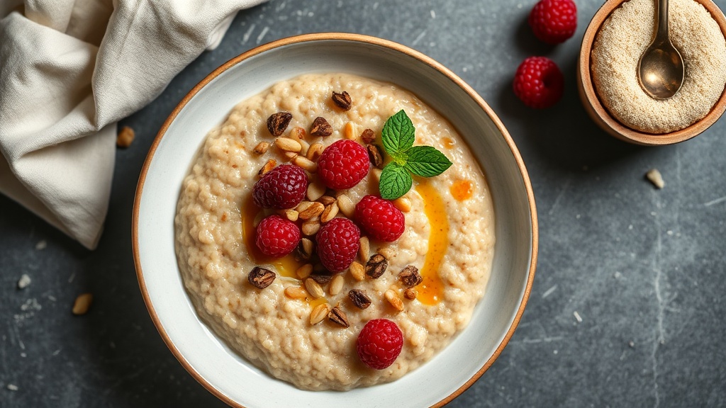 Acorn Porridge with Dried Raspberries