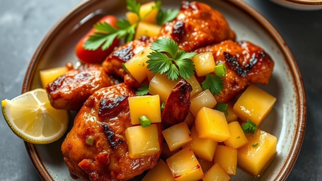 Adobo Chicken with Pineapple Salsa