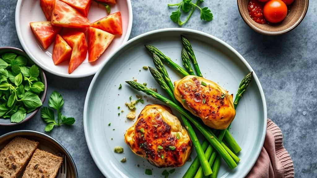 Air Fryer Chicken Thighs and Asparagus