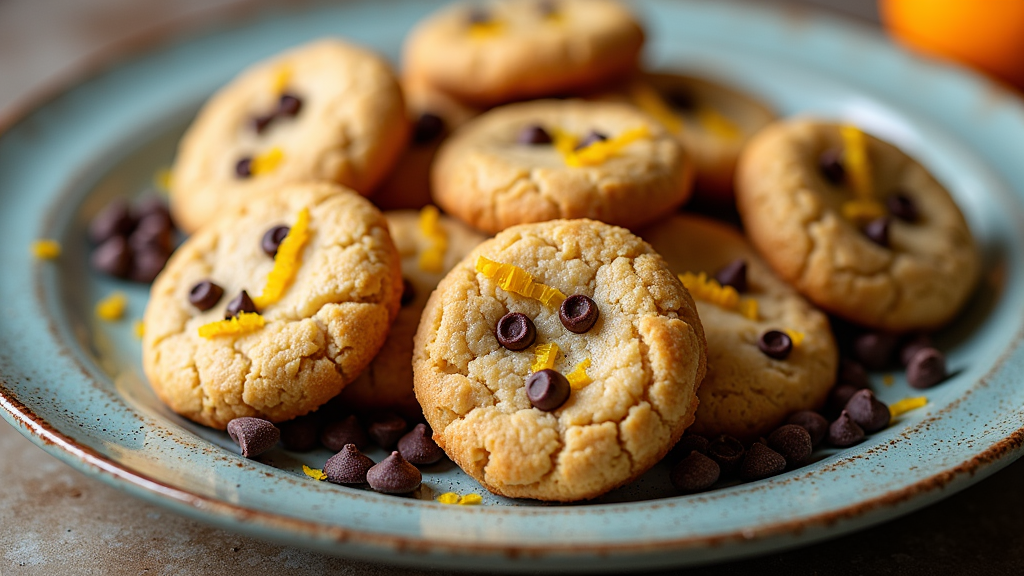 Almond Meal Cookies with Citrus Zest and Dark Chocolate Chips