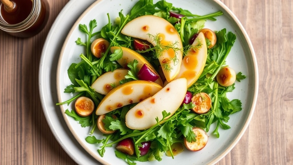Arugula and Pear Salad with Honey-Balsamic Dressing