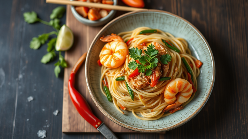 Australian Asian Stir-Fried Noodles with Prawns and Veggies