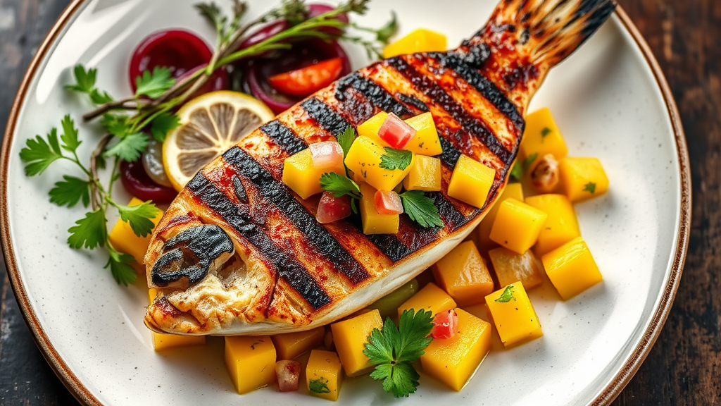 Australian-Asian Fusion Grilled Barramundi with Mango Salsa