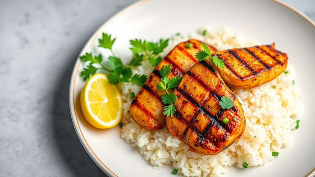 Australian-Asian Fusion Grilled Chicken with Coconut Rice