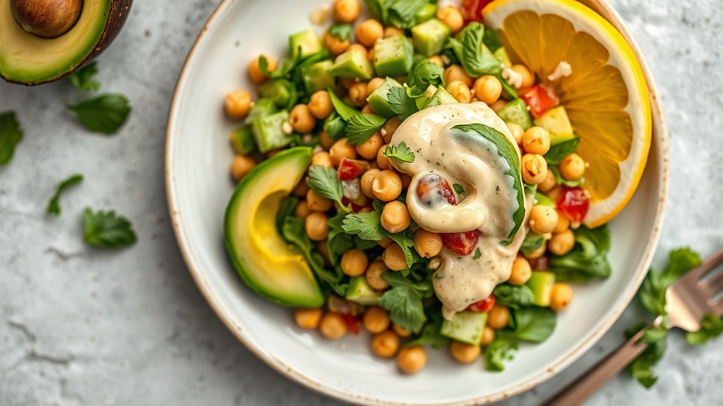 Avocado and Chickpea Salad with Lemon-Tahini Dressing
