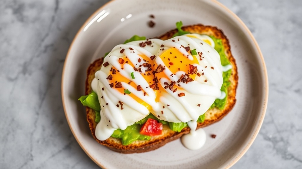 Avocado Egg Toast with Sweetened Yogurt Drizzle