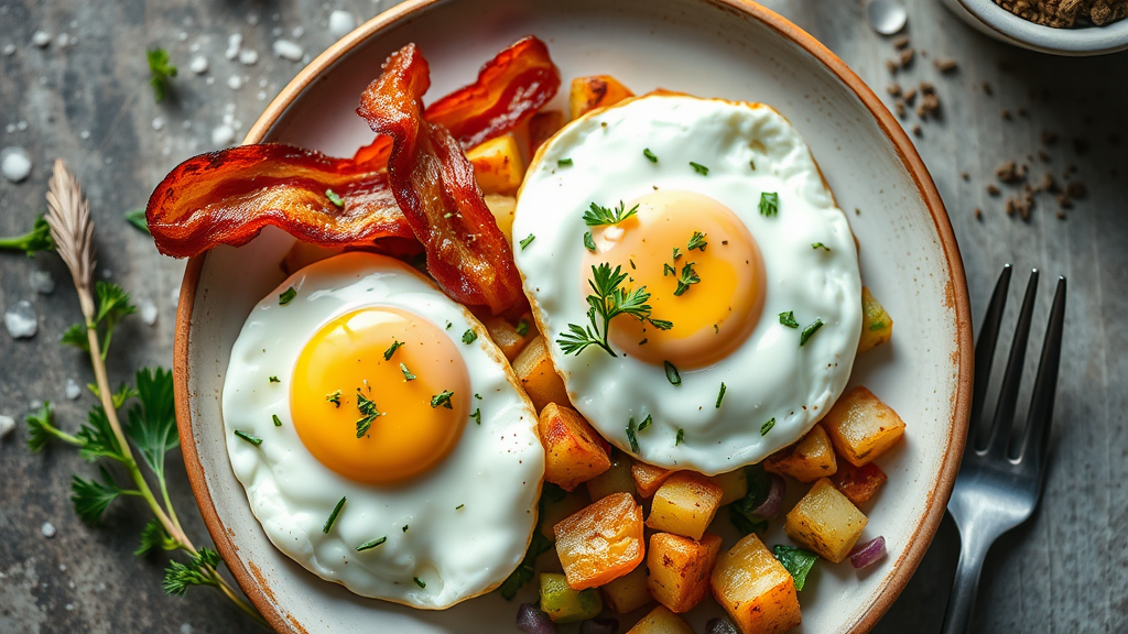 Bacon, Eggs, and Herbed Potato Hash