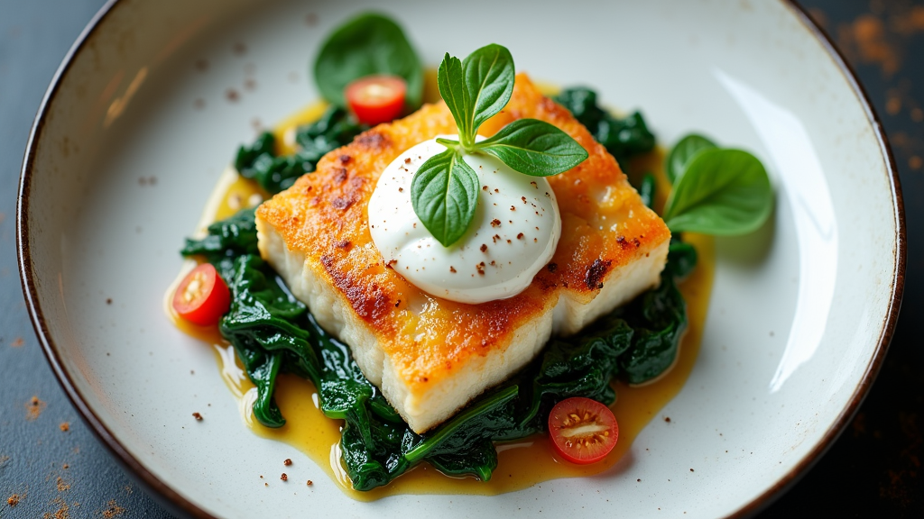 Baked Cod with Spinach and Crème Fraîche