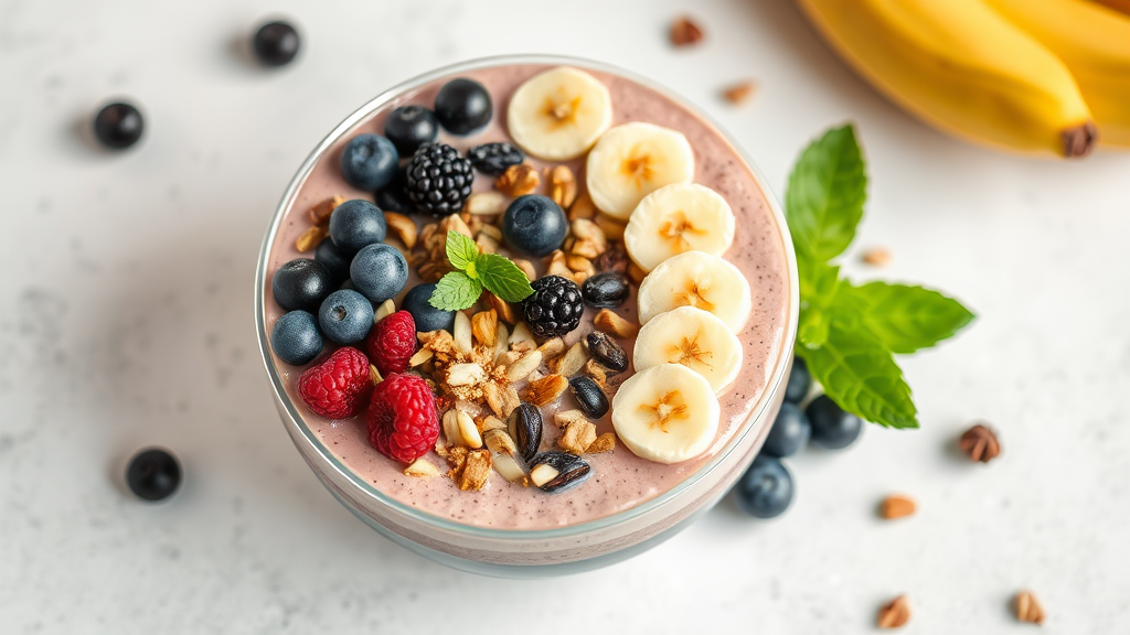 Banana and Dry Fruit Smoothie Bowl