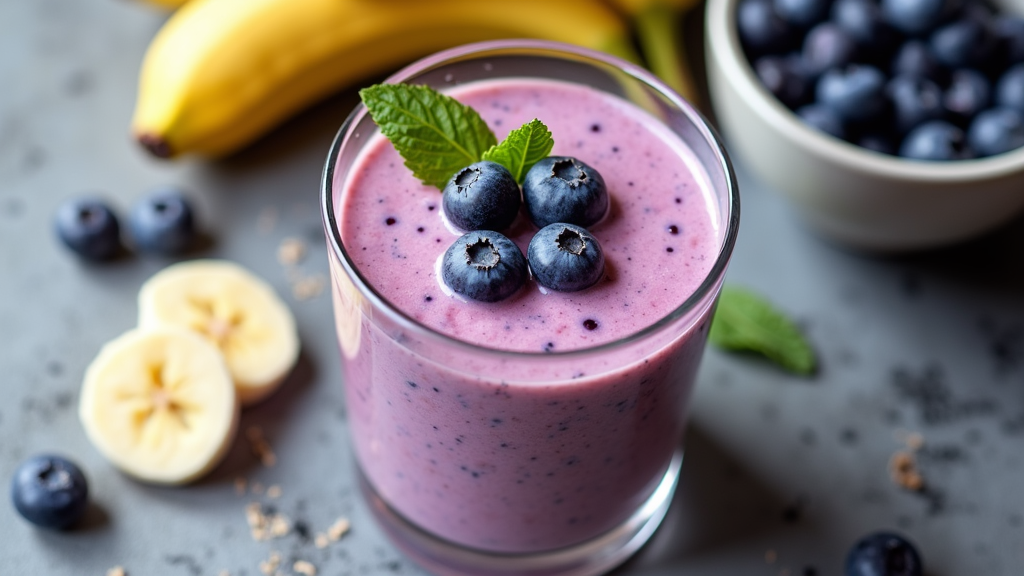 Banana Blueberry Greek Yogurt Smoothie