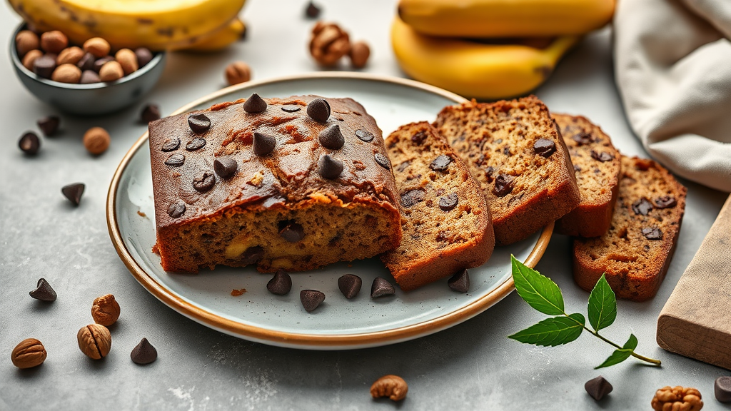 Banana Bread with Chocolate Chips and Walnuts