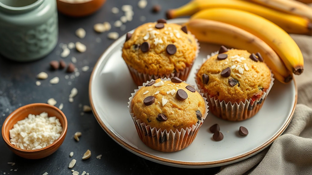 Banana Coconut Chocolate Chip Muffins