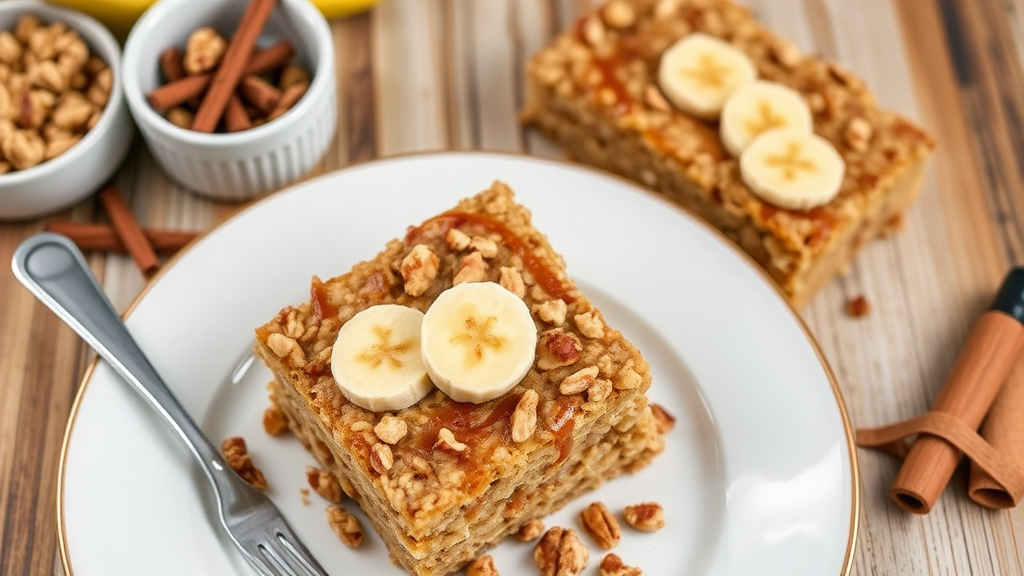 Banana Oatmeal Bake with Cinnamon and Walnuts
