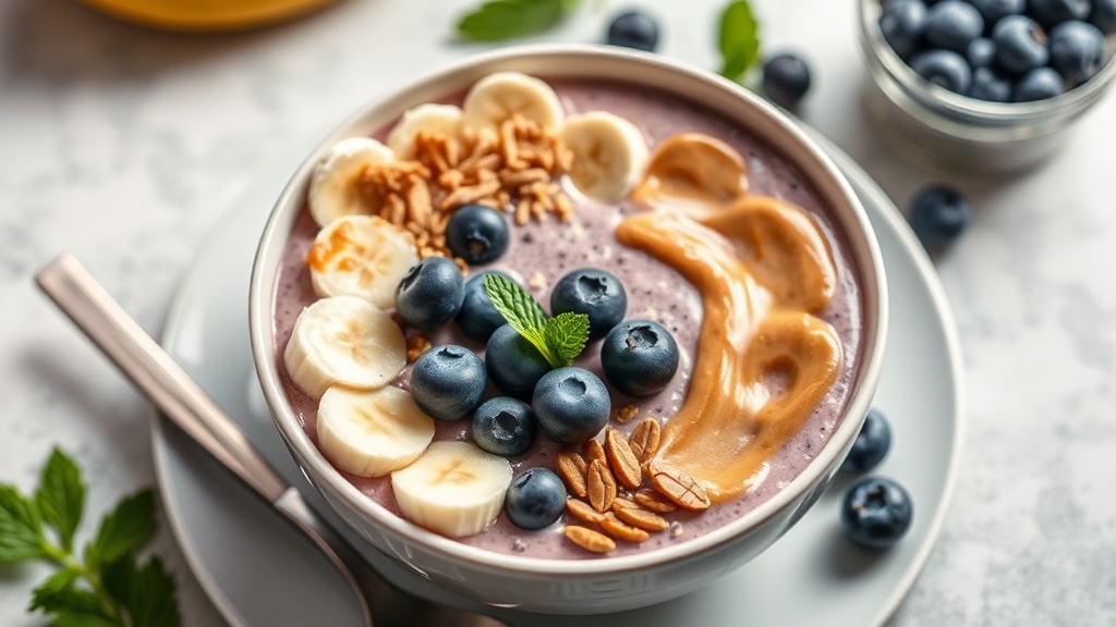 Banana, Peanut Butter, and Blueberry Smoothie Bowl