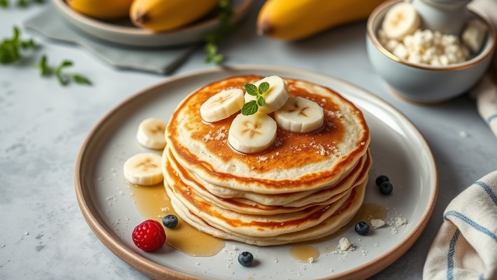 Banana Ricotta Cream Cheese Pancakes
