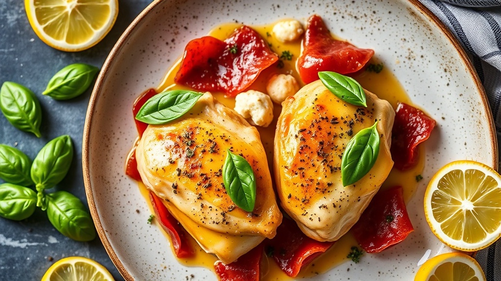 Basil Lemon Chicken Thighs with Prosciutto and Cheese