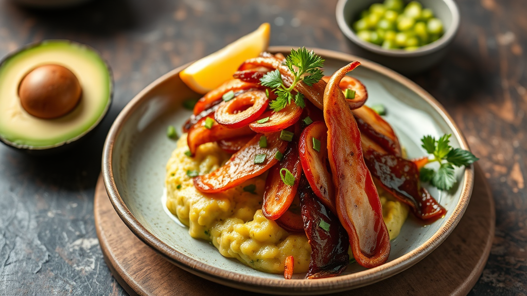 BBQ Cabbage-Stuffed Squid with Avocado Potato Mash