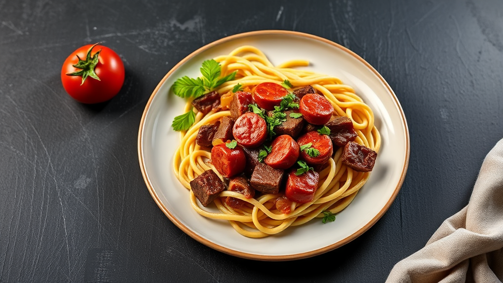 Beef and Noodle Bake with Bologna and Hotdog Twist