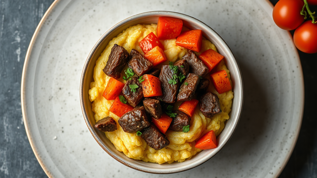 Beef and Vegetable Polenta Bowl