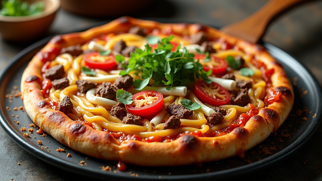 Beef Noodle Pizza Bake