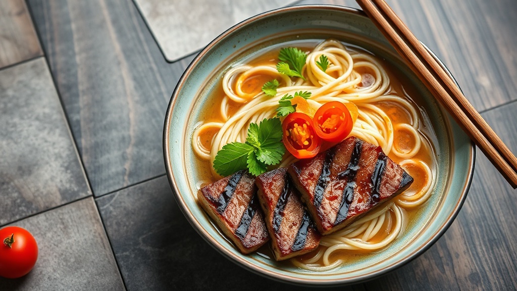 Beef Noodle Soup with Grilled Steak
