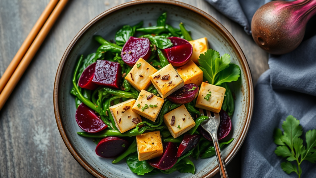 Beet Green Stir Fry with Tofu