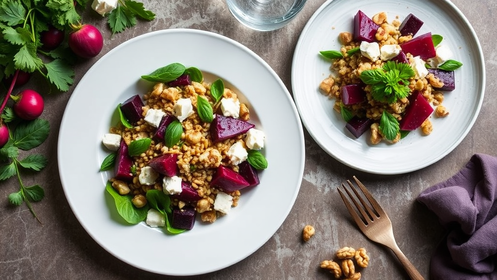 Beetroot and Buckwheat Salad with Feta and Walnuts