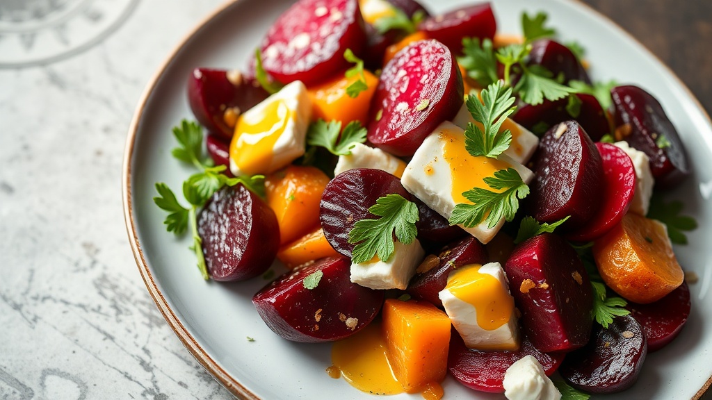 Beetroot and Goat Cheese Salad with Honey Vinaigrette