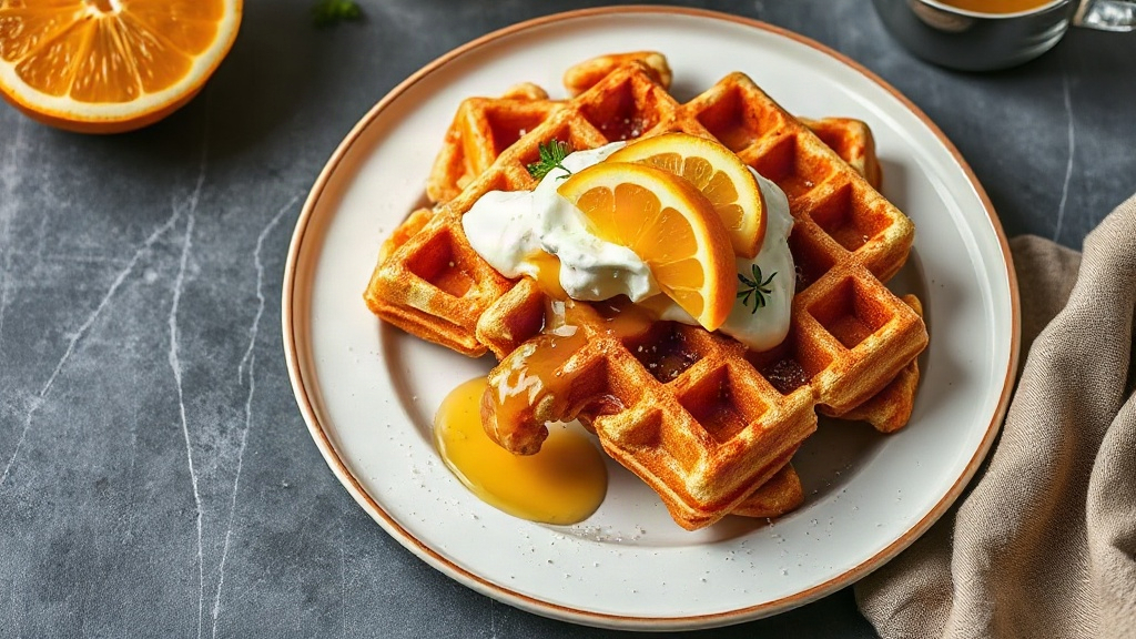 Belgian Waffles with Citrus Honey Drizzle