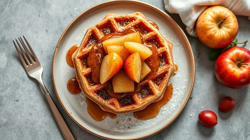 Belgian Waffles with Spiced Apple Compote