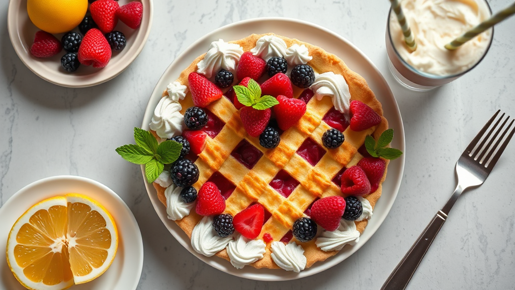Berry Lemon Meringue Lattice Pie with Vanilla Bean Ice Cream Milkshake