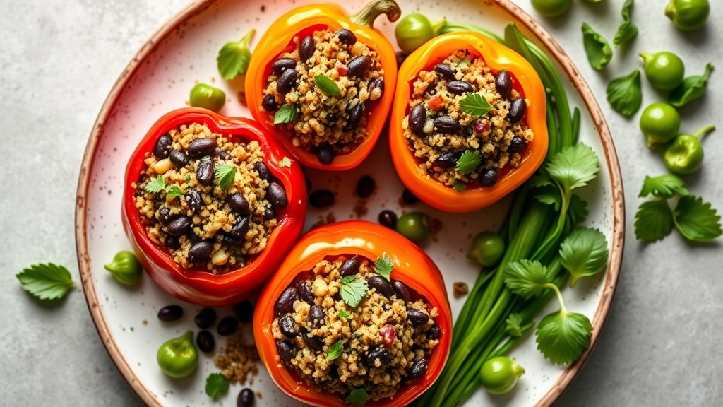 Black Bean and Quinoa Stuffed Peppers