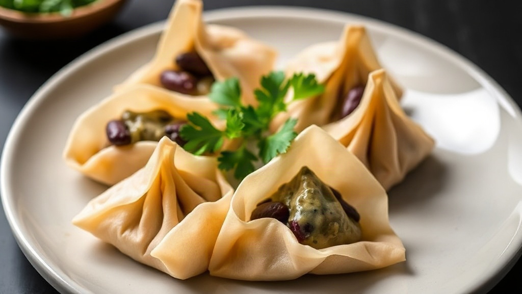 Black Bean Wontons with Fresh Parsley