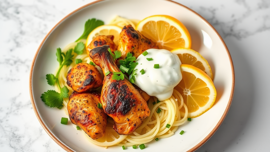 Black Pepper Chicken with Lemon Yogurt