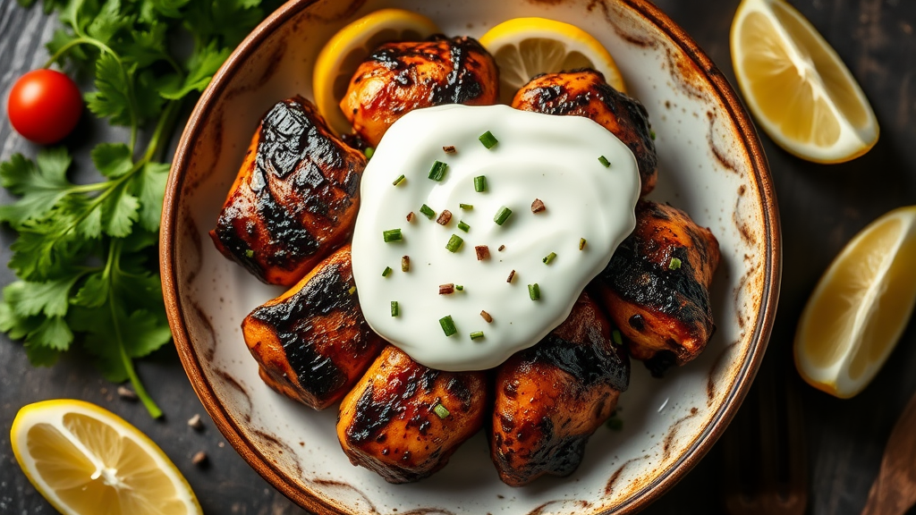 Black Pepper Chicken with Lemon Yogurt