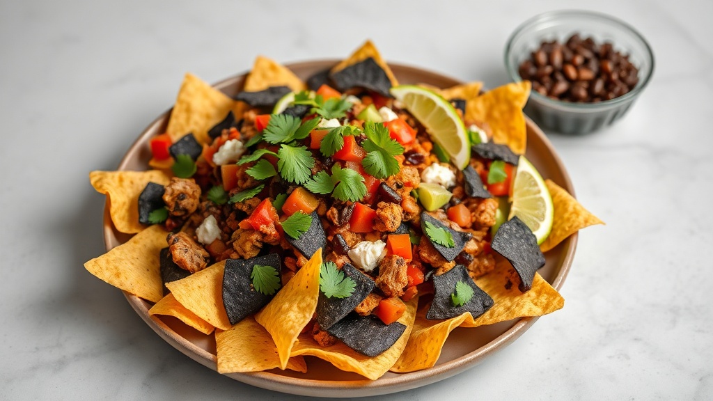Black Tortilla Chip Turkey Nachos