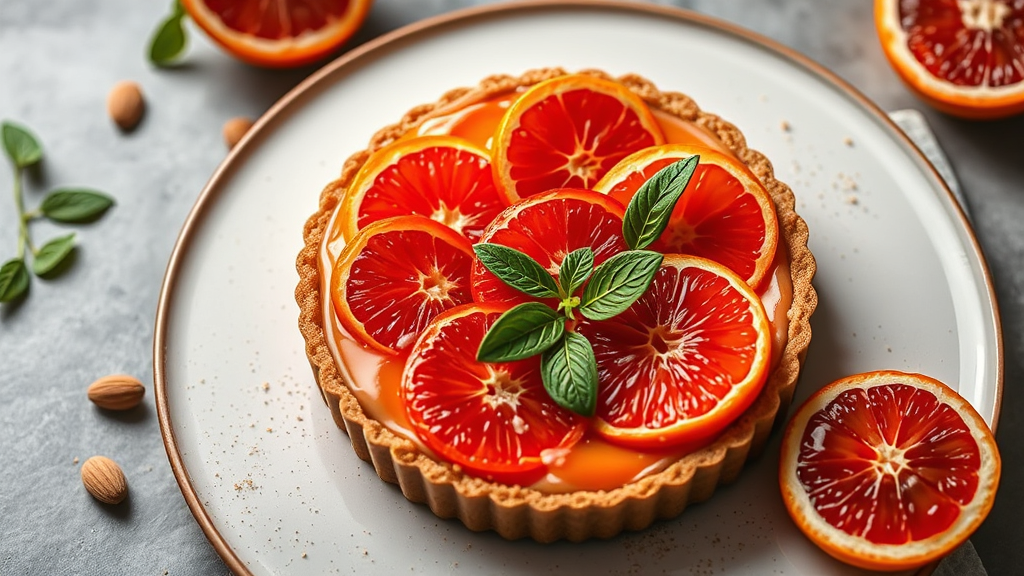 Blood Orange Tart with Almond Crust