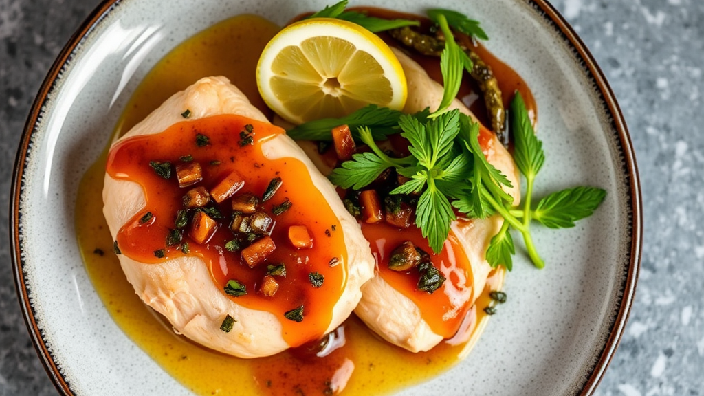 Boiled Chicken Breasts with Pickled Herring Glaze