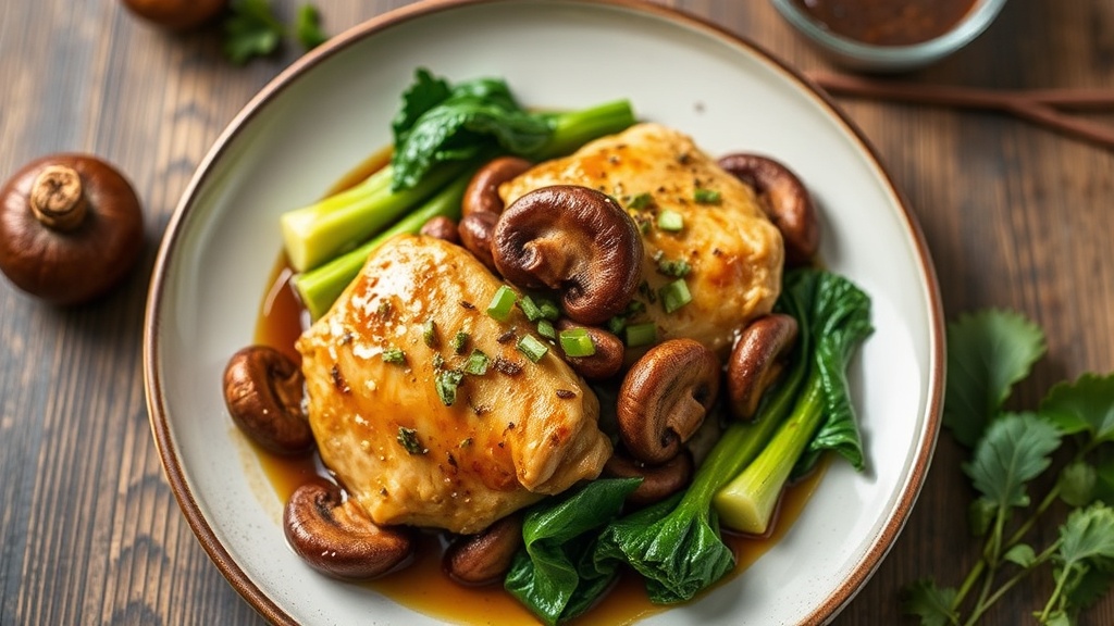 Braised Chicken Thighs with Bok Choy and Mushrooms