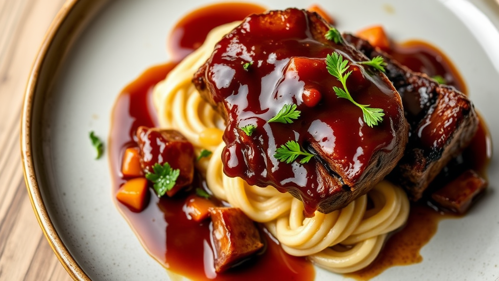 Braised Short Ribs with Maple-Bourbon Glaze