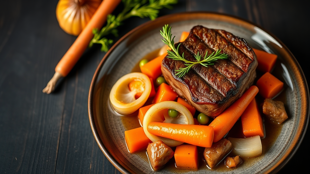 Braised Top Round with Carrots, Celery, and Onion