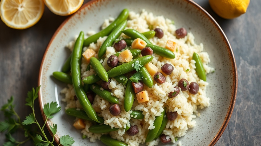 Broad Beans and Rice with Lemon Herb Dressing