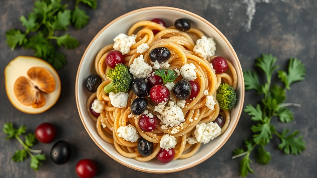 Broccoli and Olive Pasta Salad with Feta