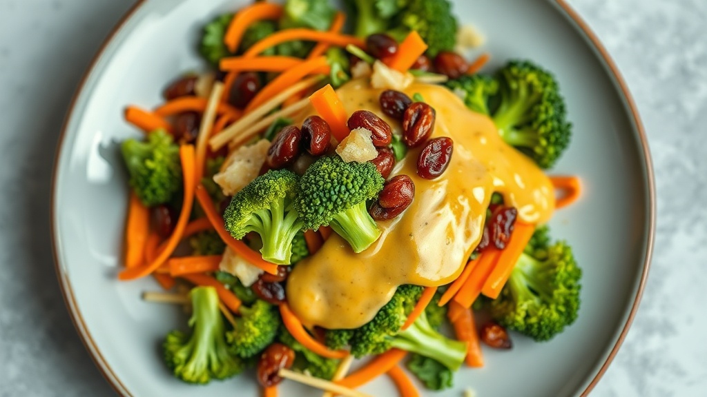 Broccoli Carrot Raisin Salad with Honey Mustard Dressing