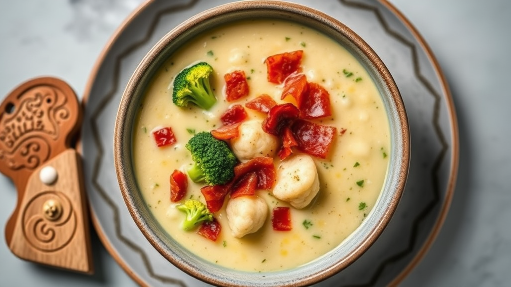 Broccoli Cauliflower Cheese Soup with Bacon