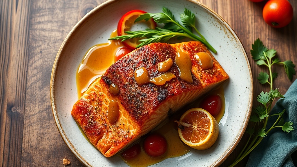 Brown Sugar Rubbed Sockeye Salmon with Maple Mustard Glaze