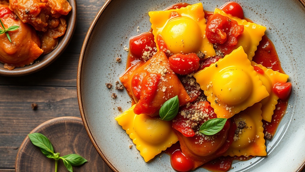 Butternut Squash Ravioli with Tomato Sauce and Italian Seasoning
