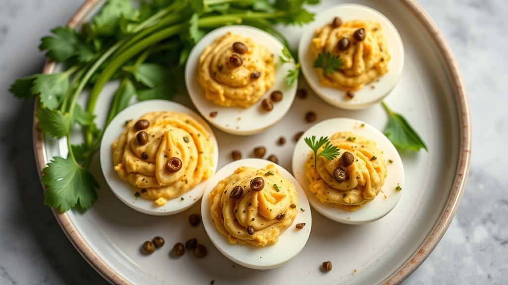 Capers and Shallot Deviled Eggs