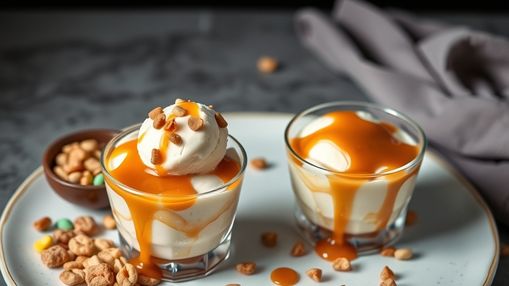 Caramel Ice Cream Cups with Nature Charms Caramel Sauce